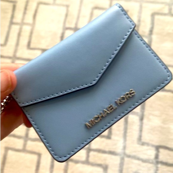 Michael Kors Jet Set Blue 2 In 1 Card Case and Wristlet Clutch MK Signature NWOT - Picture 7 of 12